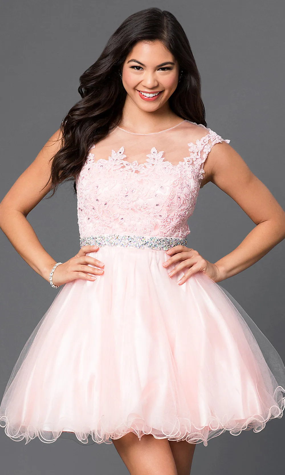 Embroidered Short Babydoll Formal Homecoming Dress