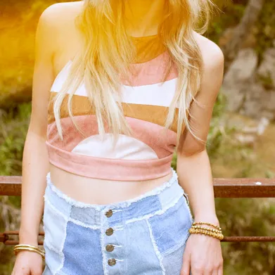 FINAL SALE - Cotton Candy LA - Multi Color Suedette Crop Top