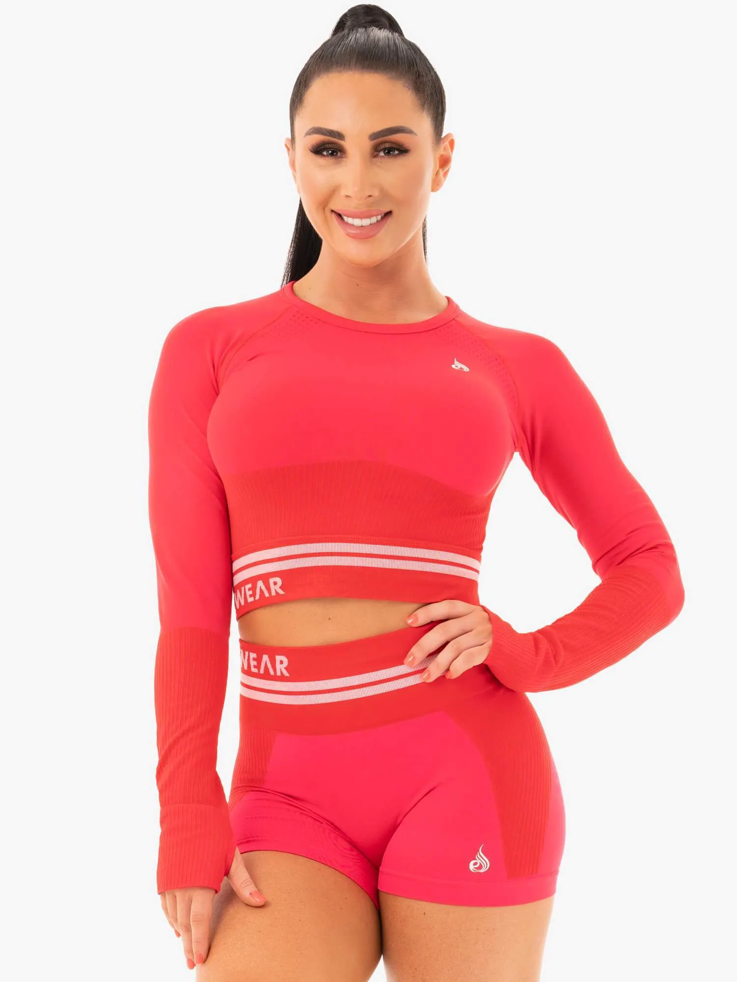 Freestyle Seamless Long Sleeve Crop - Red