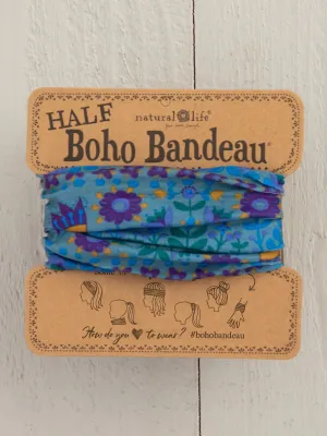 Half Boho Bandeau® Headband - Blue Floral Mandala