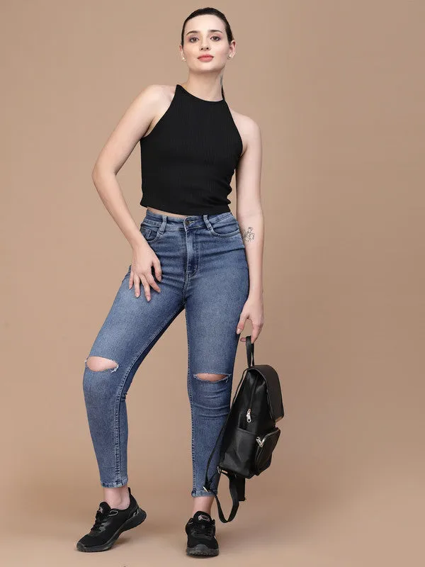 High Neck Odour Free Styled Back Crop Top For Women