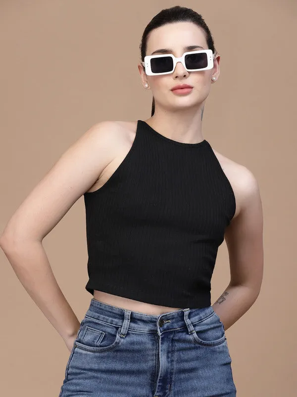 High Neck Odour Free Styled Back Crop Top For Women