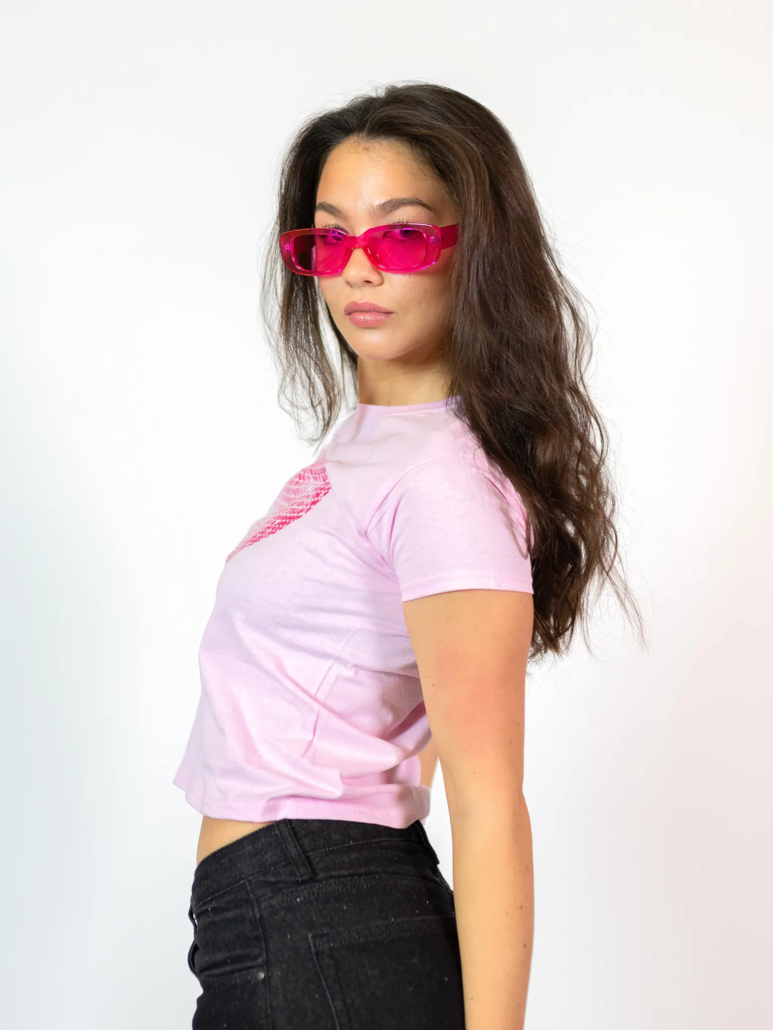 HJÄRTA DISCO (ROSA) BABY TEE - LJUSRÖD