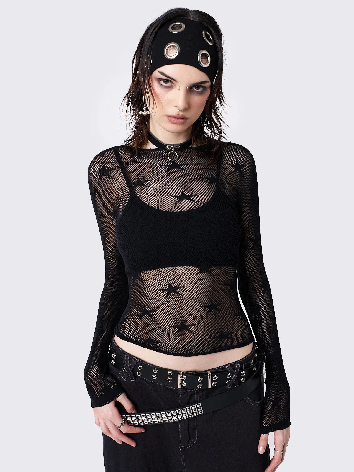 In the Stars Fishnet Long Sleeve Top