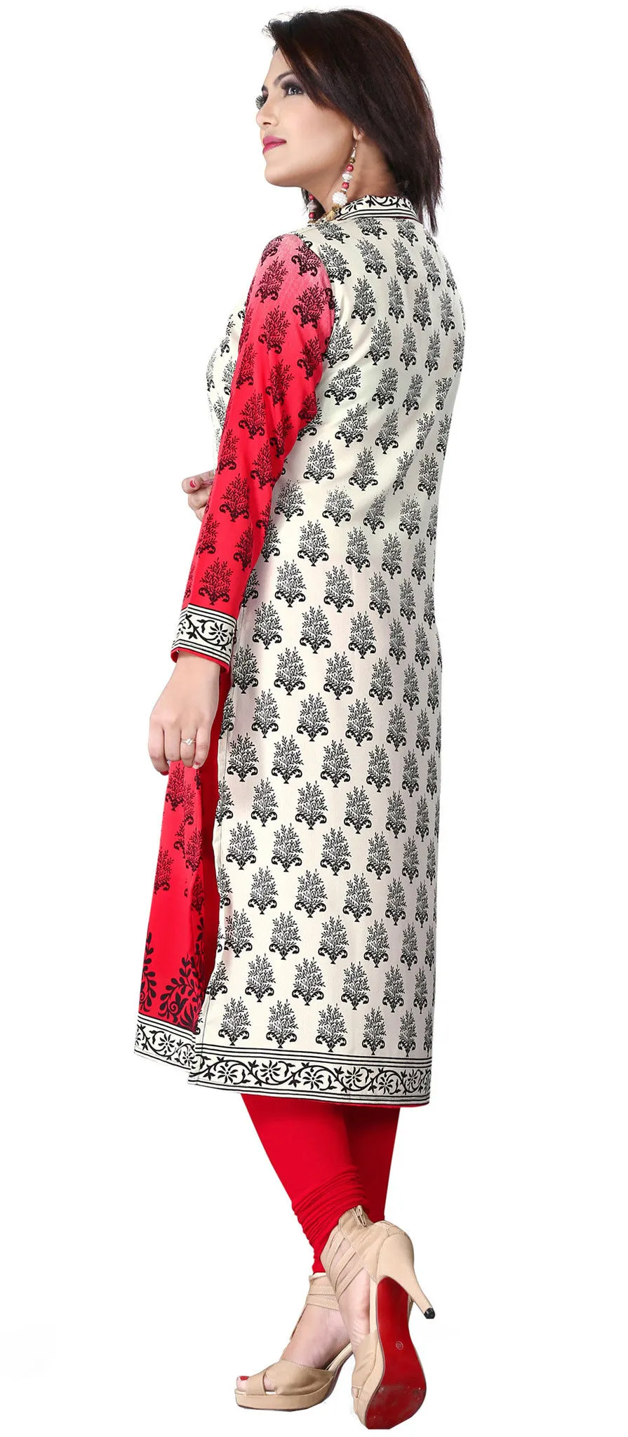 Indian Kurti Top Tunic Printed Womens Blouse India Clothes (Red)