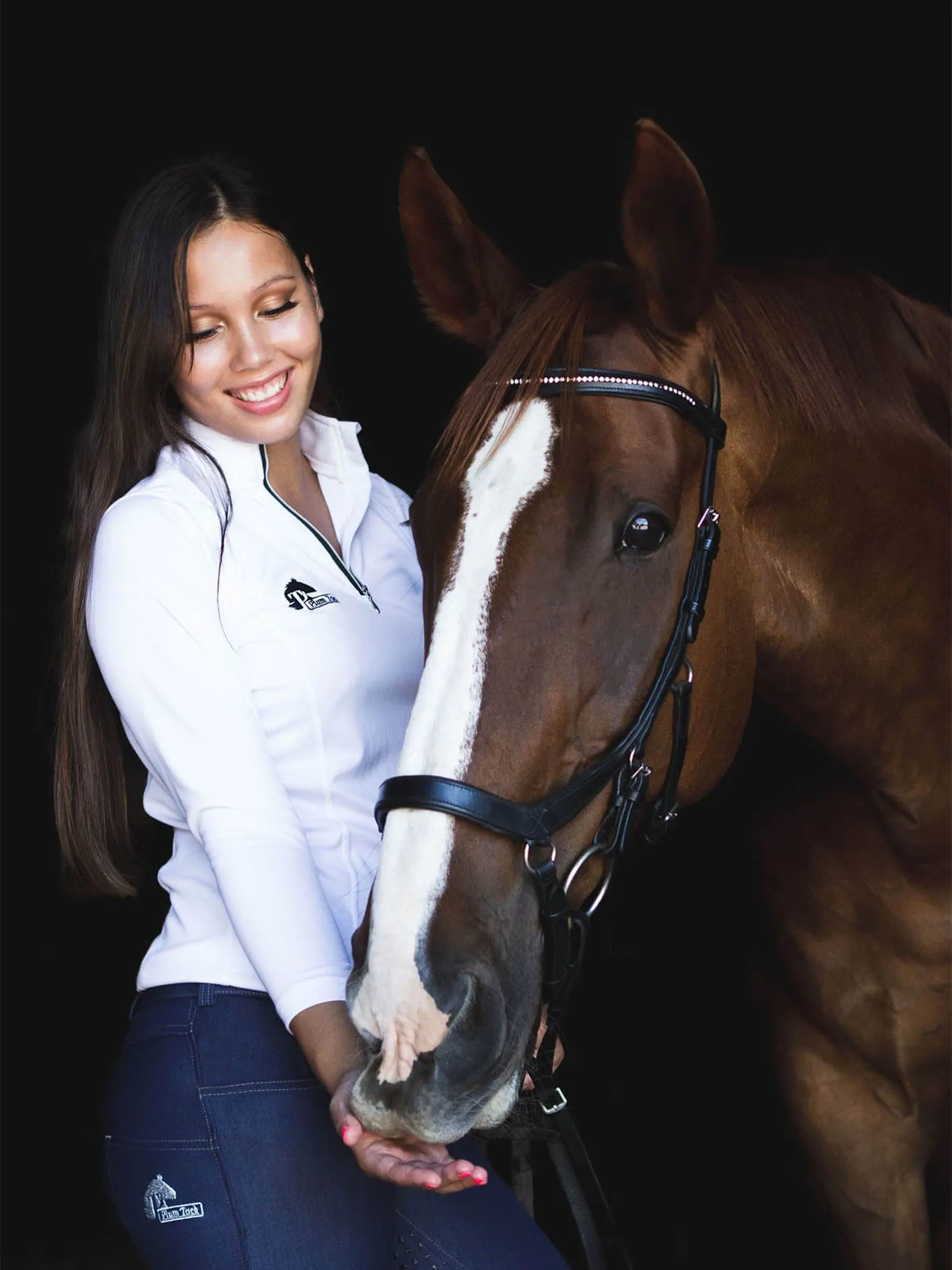 Ladies Cool Summer riding tops in white - Long sleeve