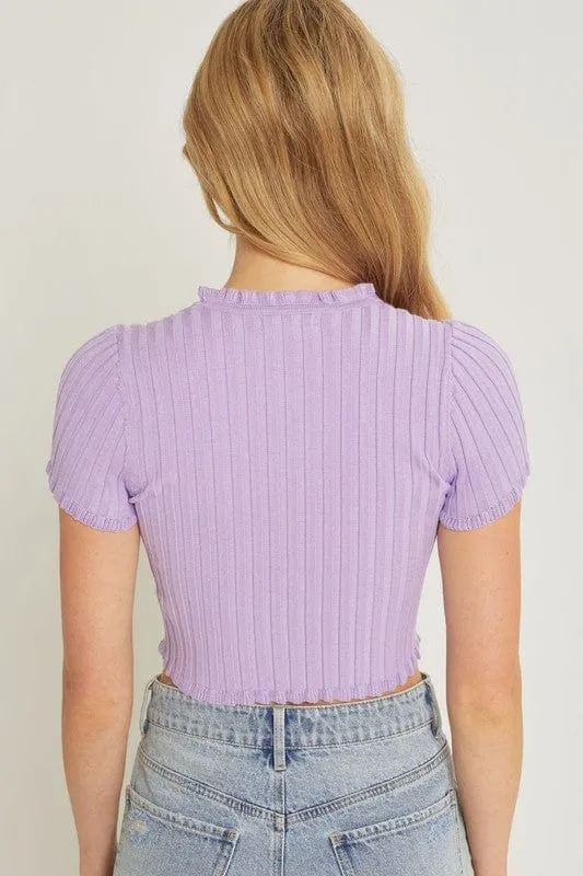 Lavender Button Top