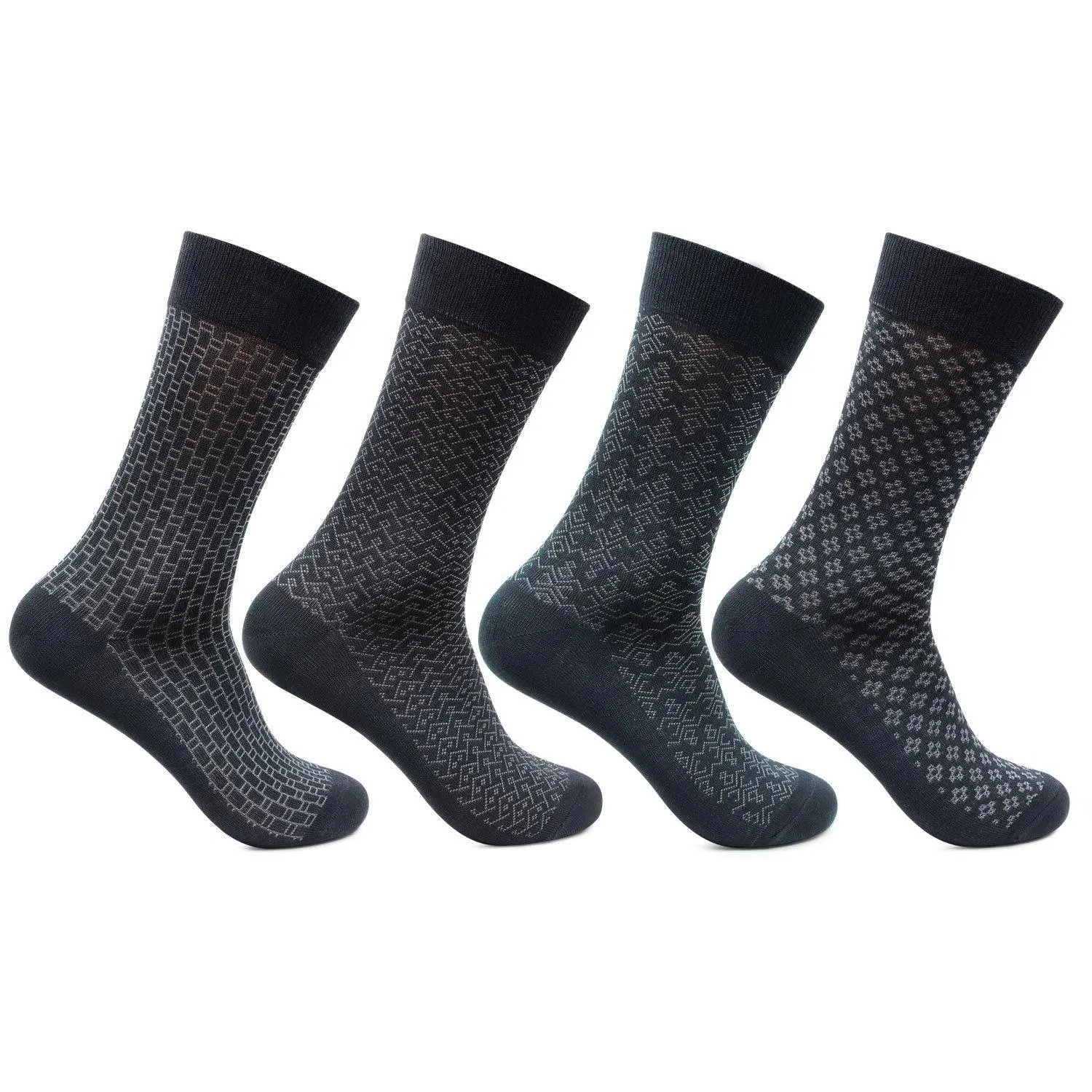 Men Socks - Mercerized Self Design Formal Dress Socks - Pack of 4