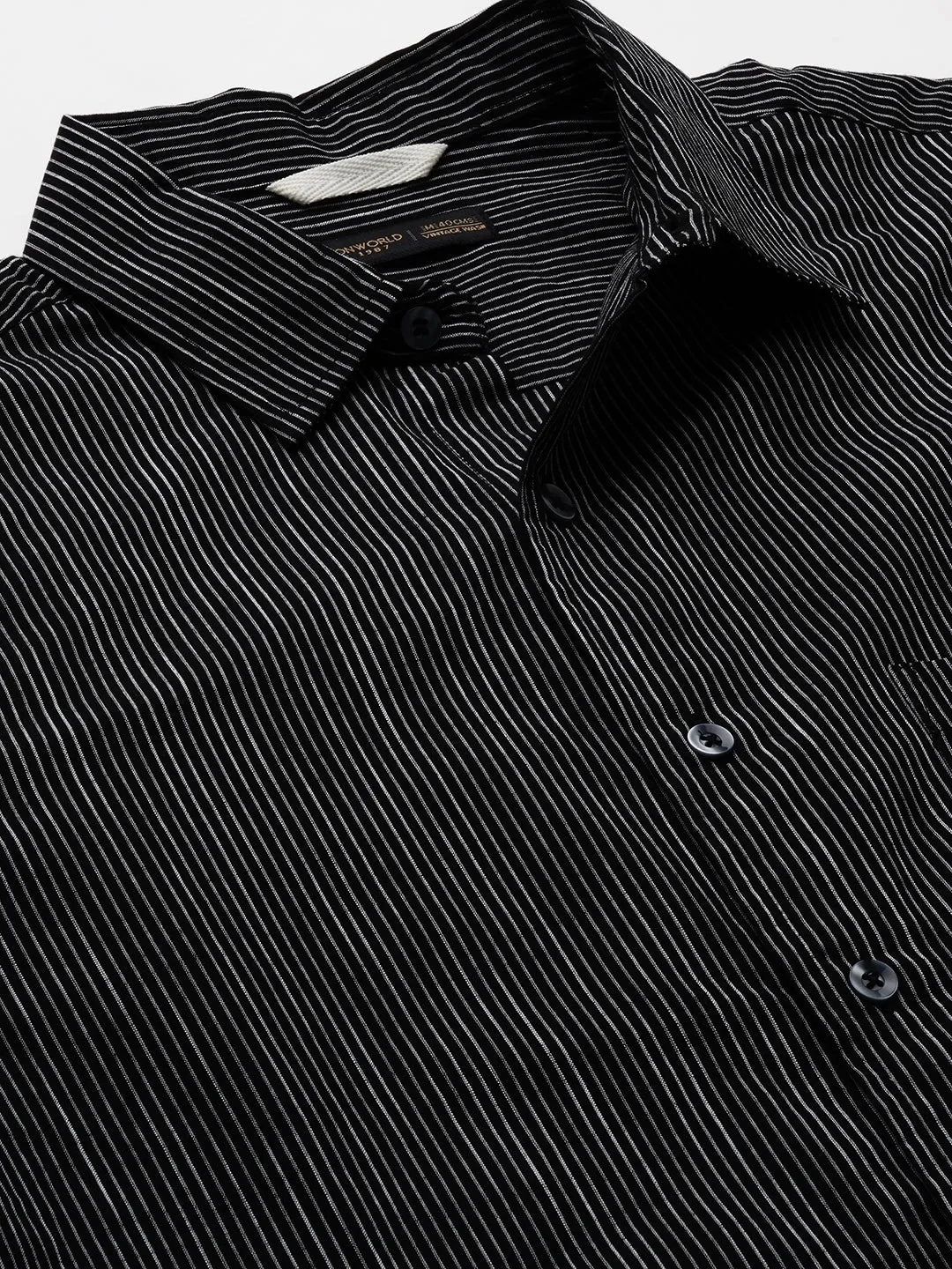 Men's Navy/White Cotton Slim Fit Striped Shirt