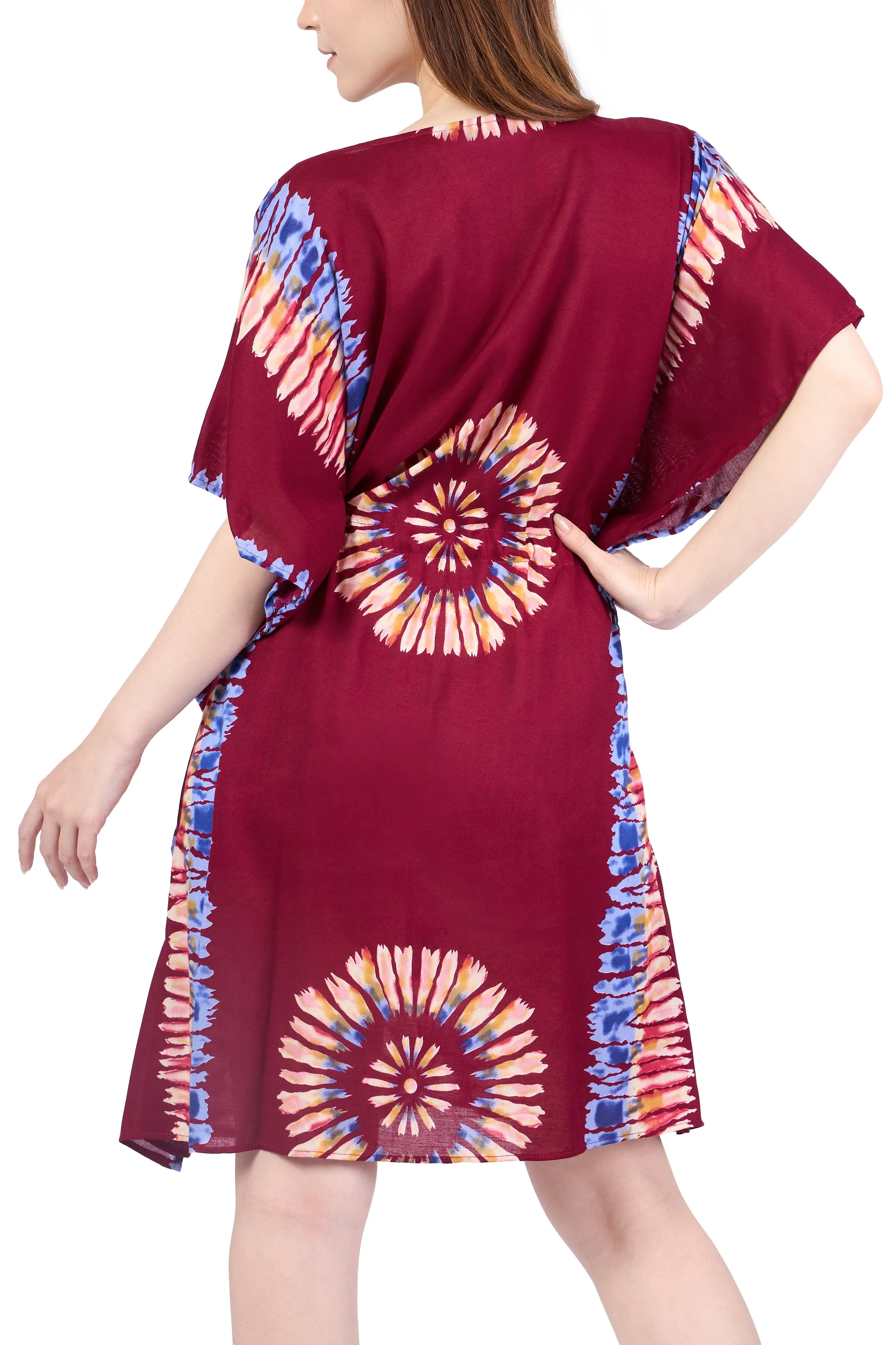 Rayon Boho Tops for Women One Size - Kimono - Burgundy