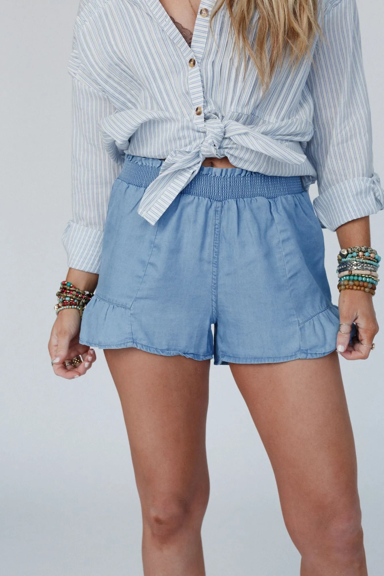 Ruffle Daze Shorts - Blue