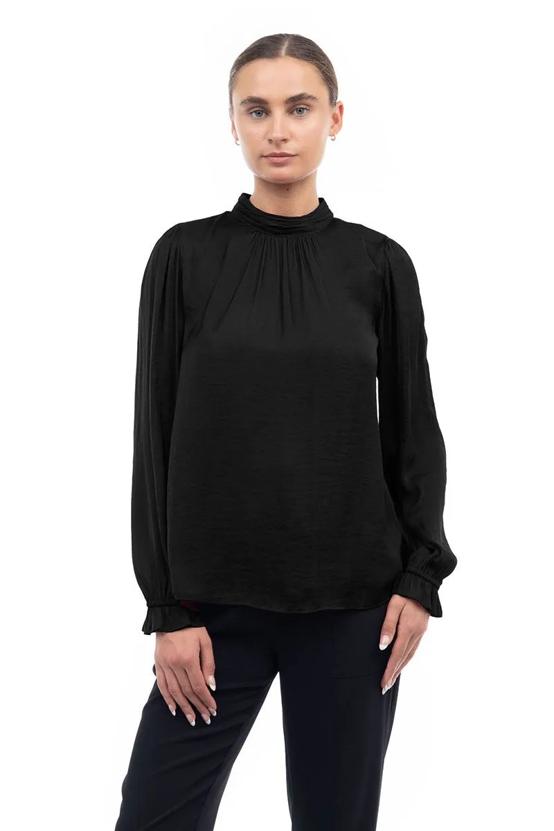 Satin Mock Neck Blouse