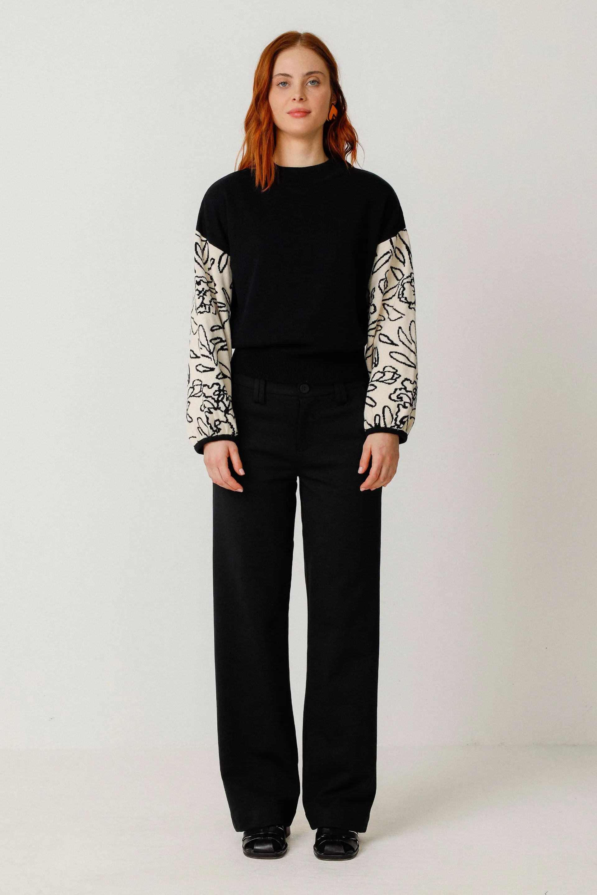 SKFK Black Jumper with Cream Long Sleeve WSW00676