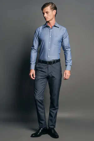 Slim Fit Long sleeves-Formal Shirts-Blue China