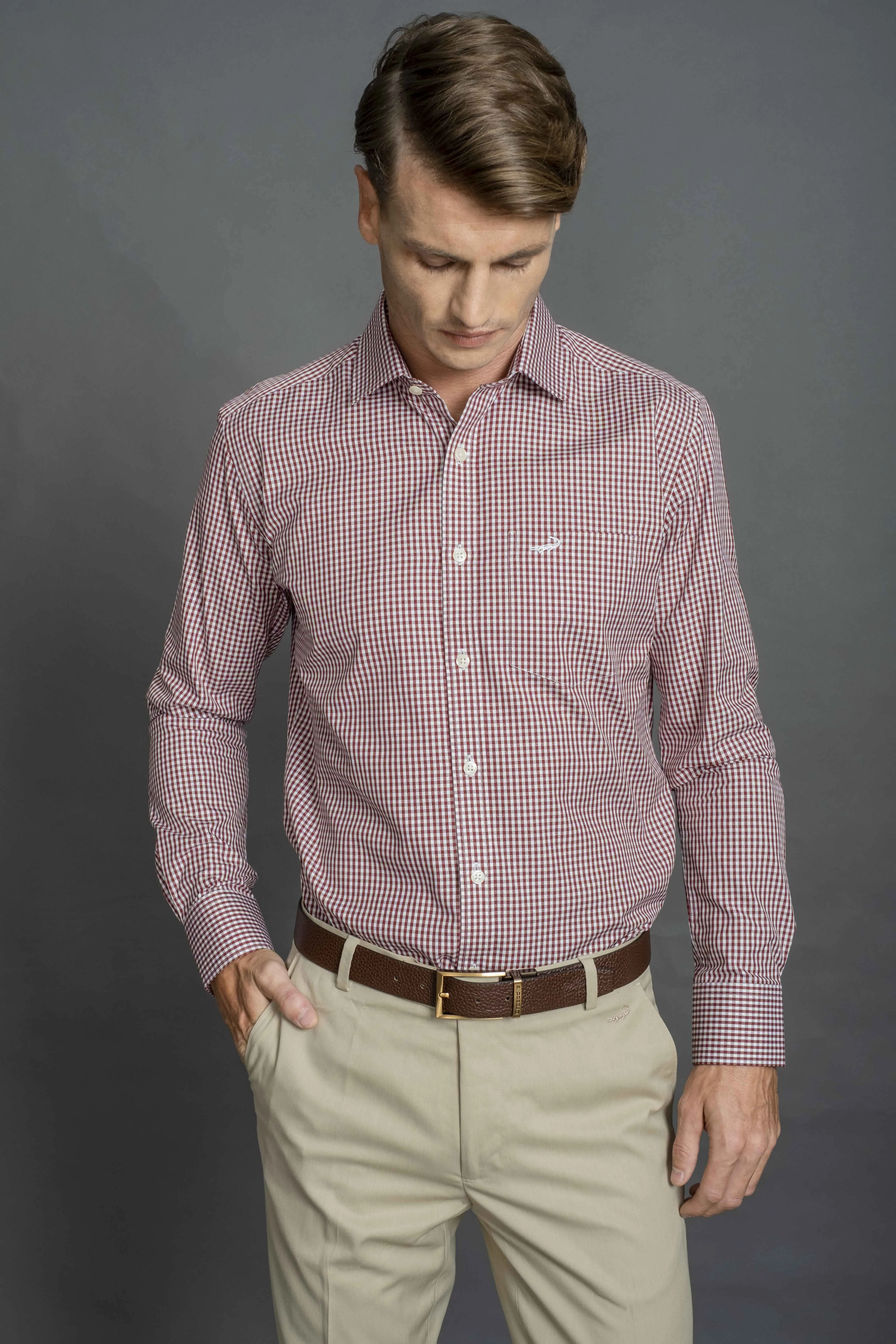 Slim Fit Long sleeves-Formal Shirts-Windsor Wine