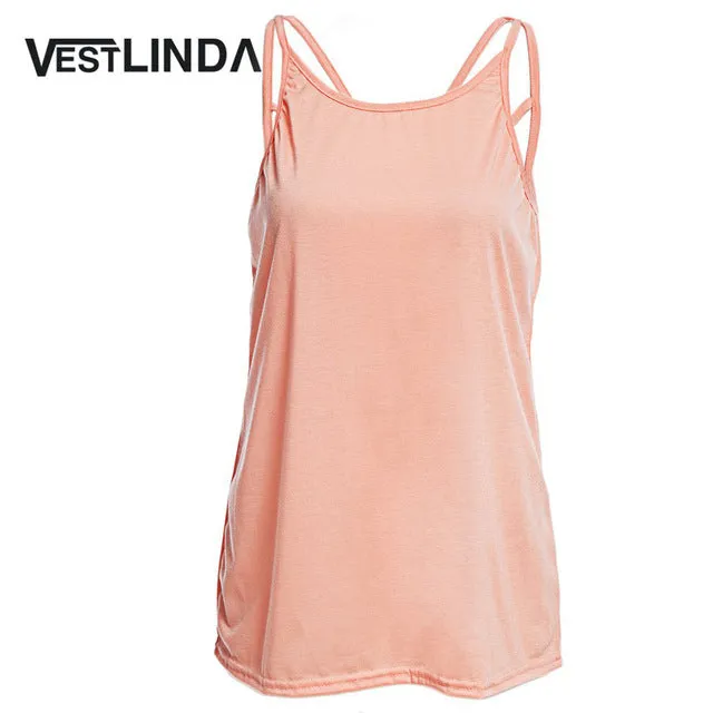 Summer 2017 Sexy Women Tank Top Ladies Camisole Sleeveless Strap Vest Backless Tops Solid Criss Cross Loose Feminino Crop Top