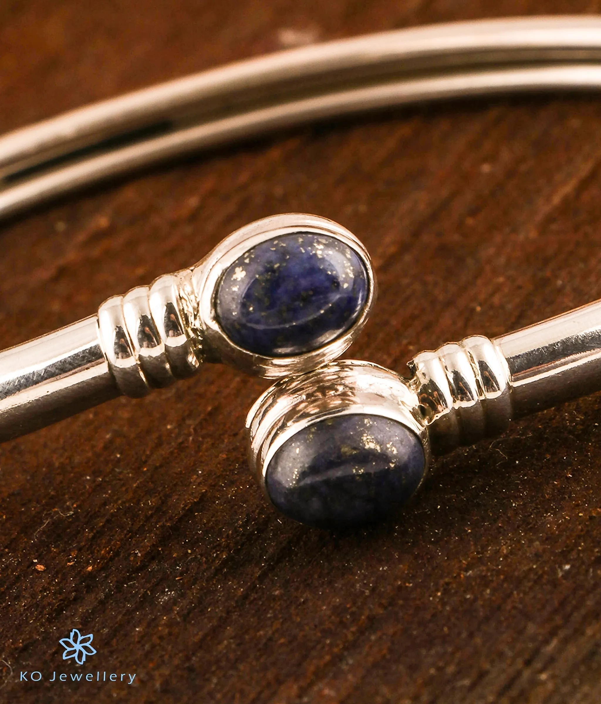 The Flawless Silver Openable  Bracelet (Lapis)