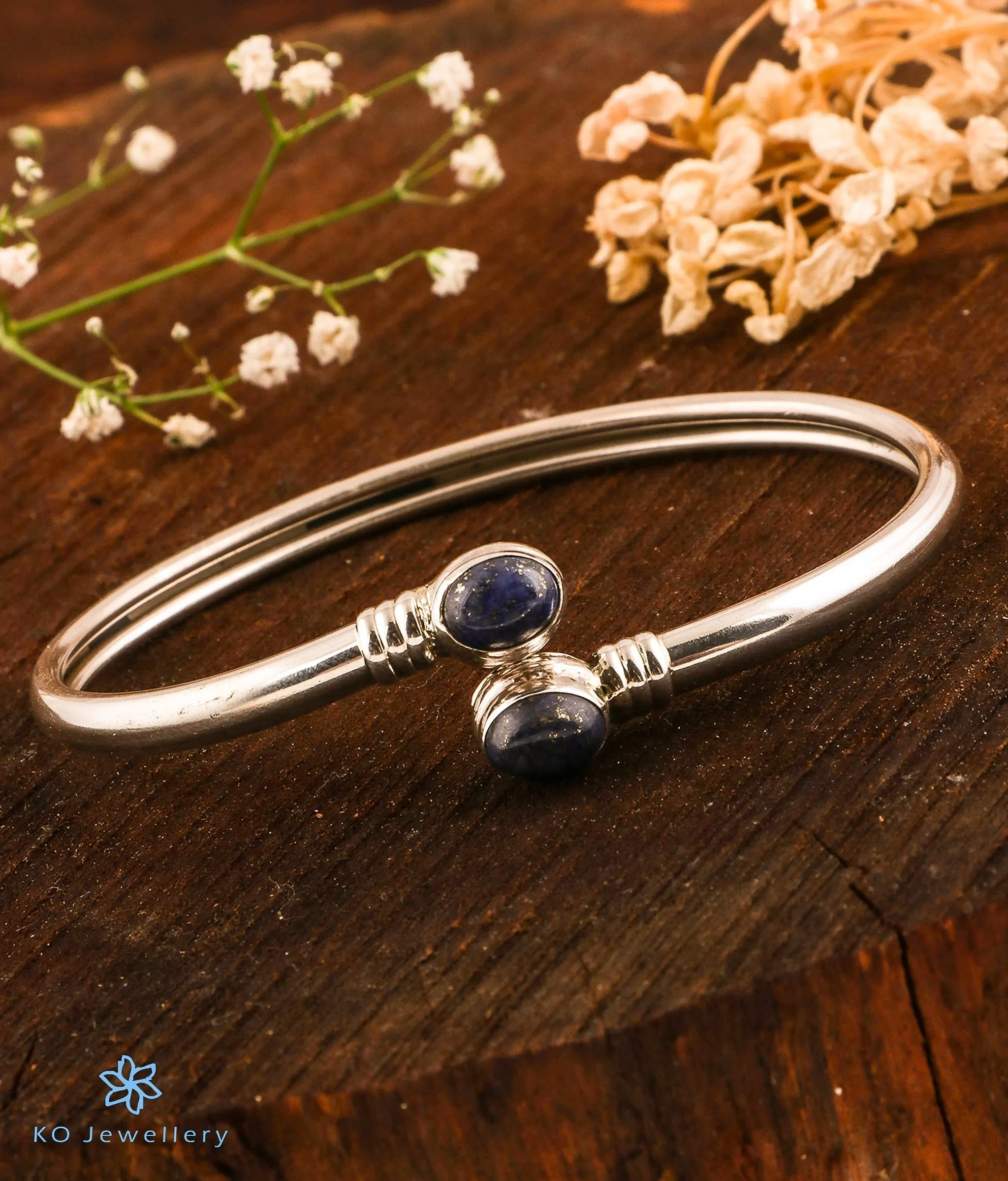 The Flawless Silver Openable  Bracelet (Lapis)