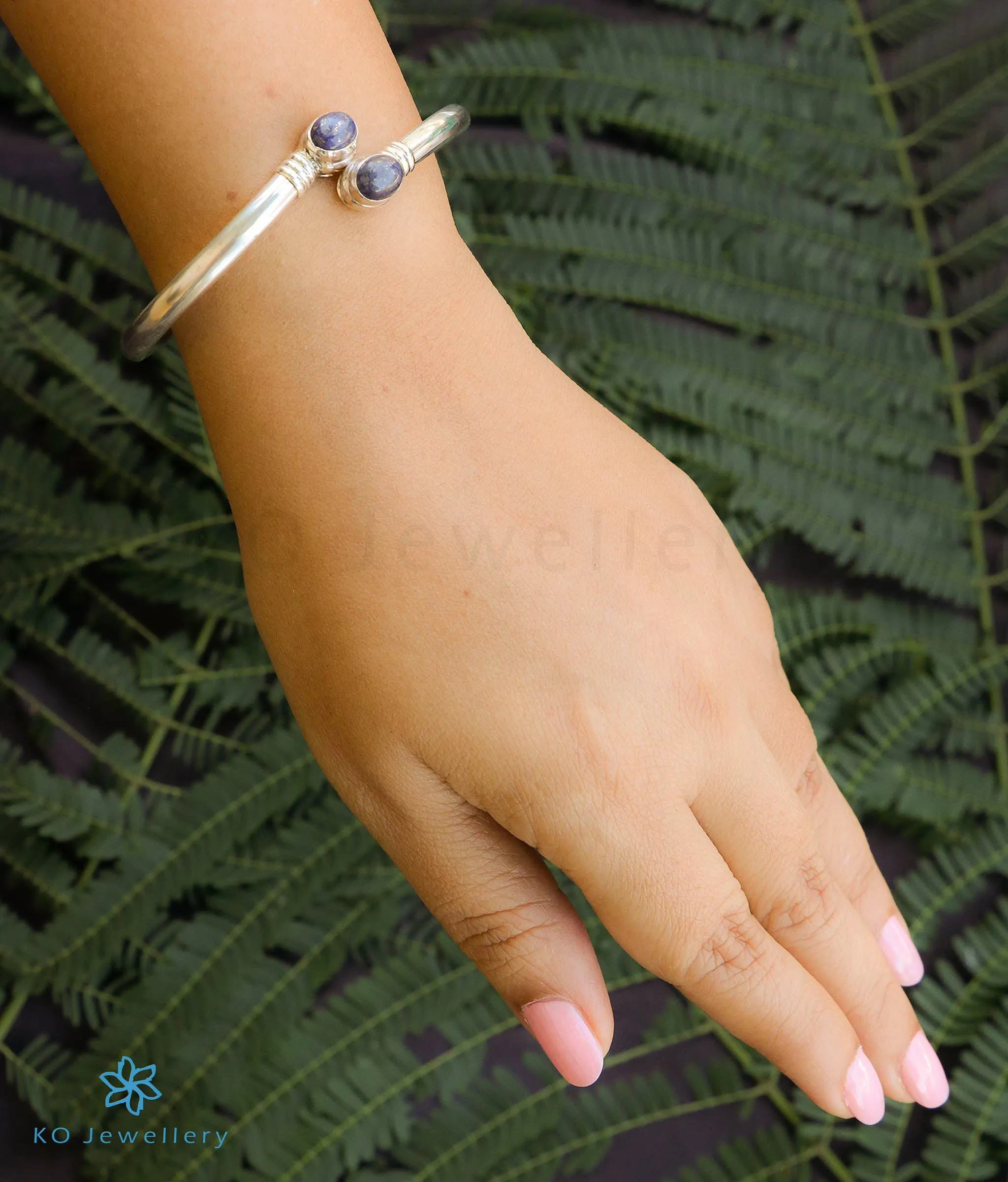 The Flawless Silver Openable  Bracelet (Lapis)