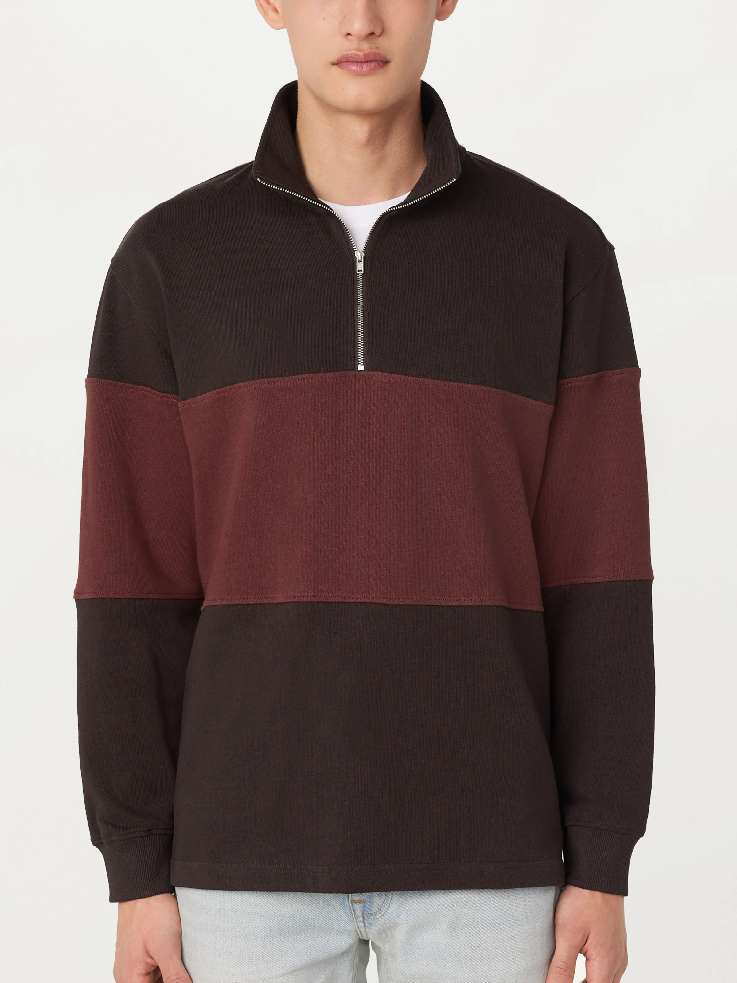 The Rugby Half Zip in Dark Chocolate