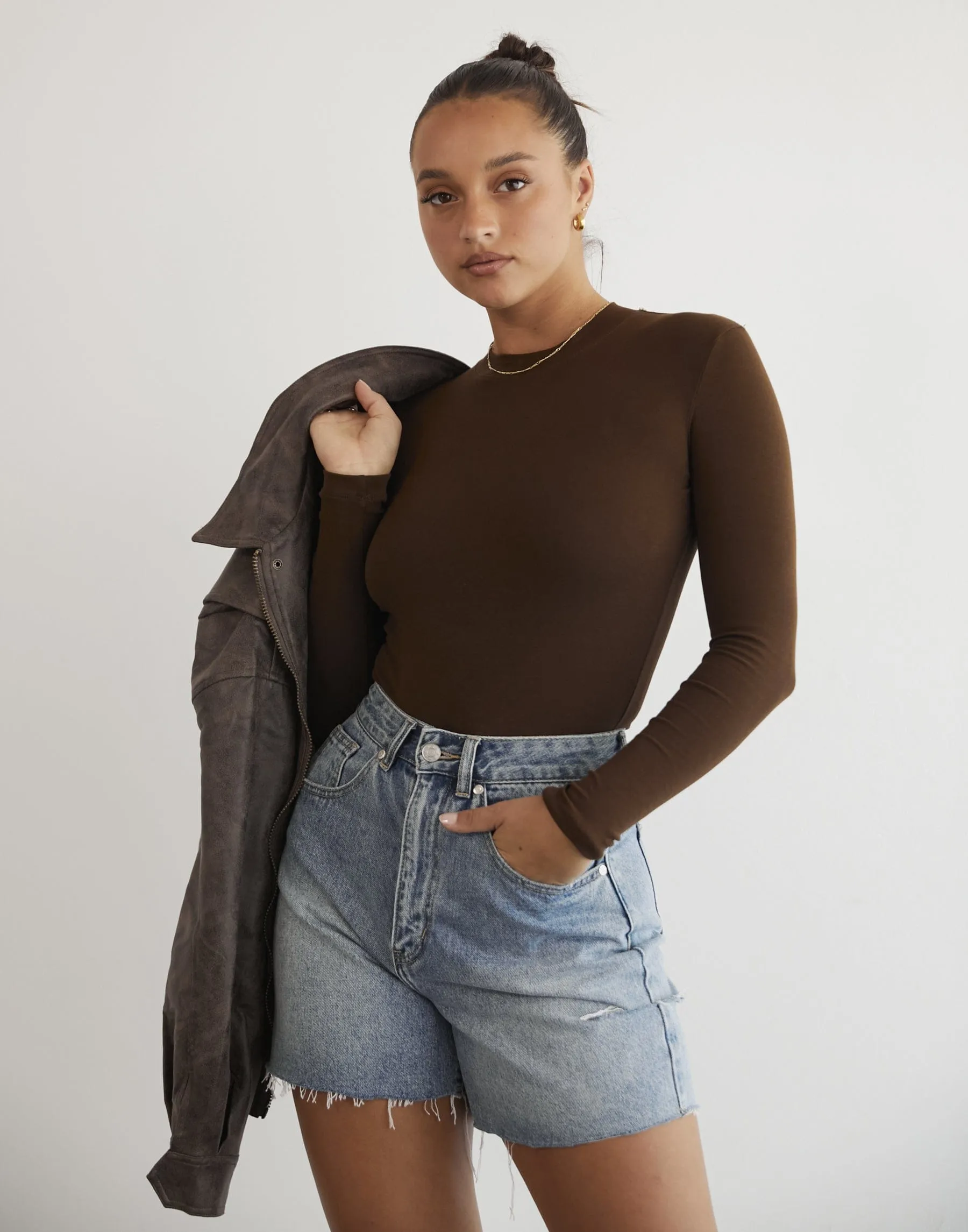 Wisteria Long Sleeve Bodysuit (Brown)