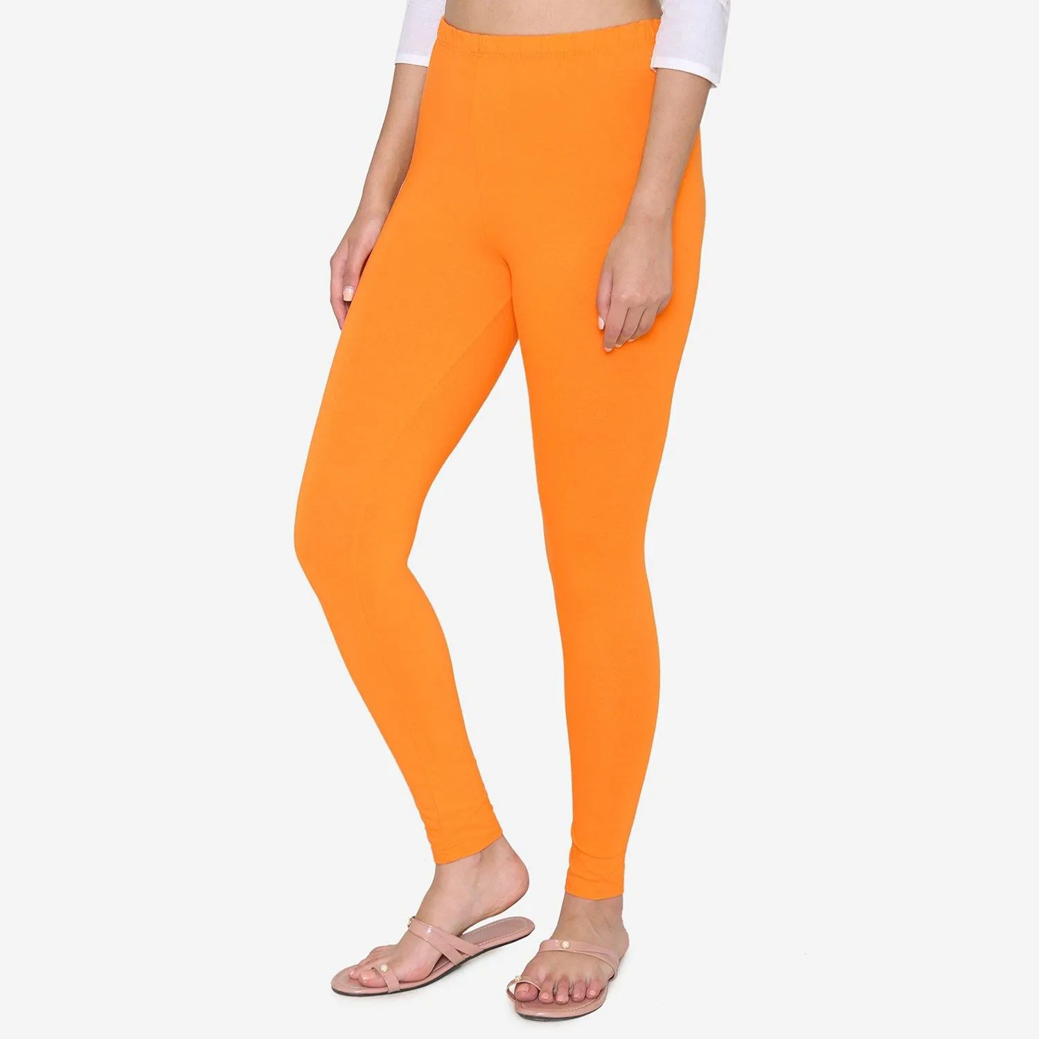 Women's Cotton Ankle leggings (Free Size) - Fire