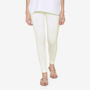 Women's Cotton Ankle leggings (Free Size) - Off White