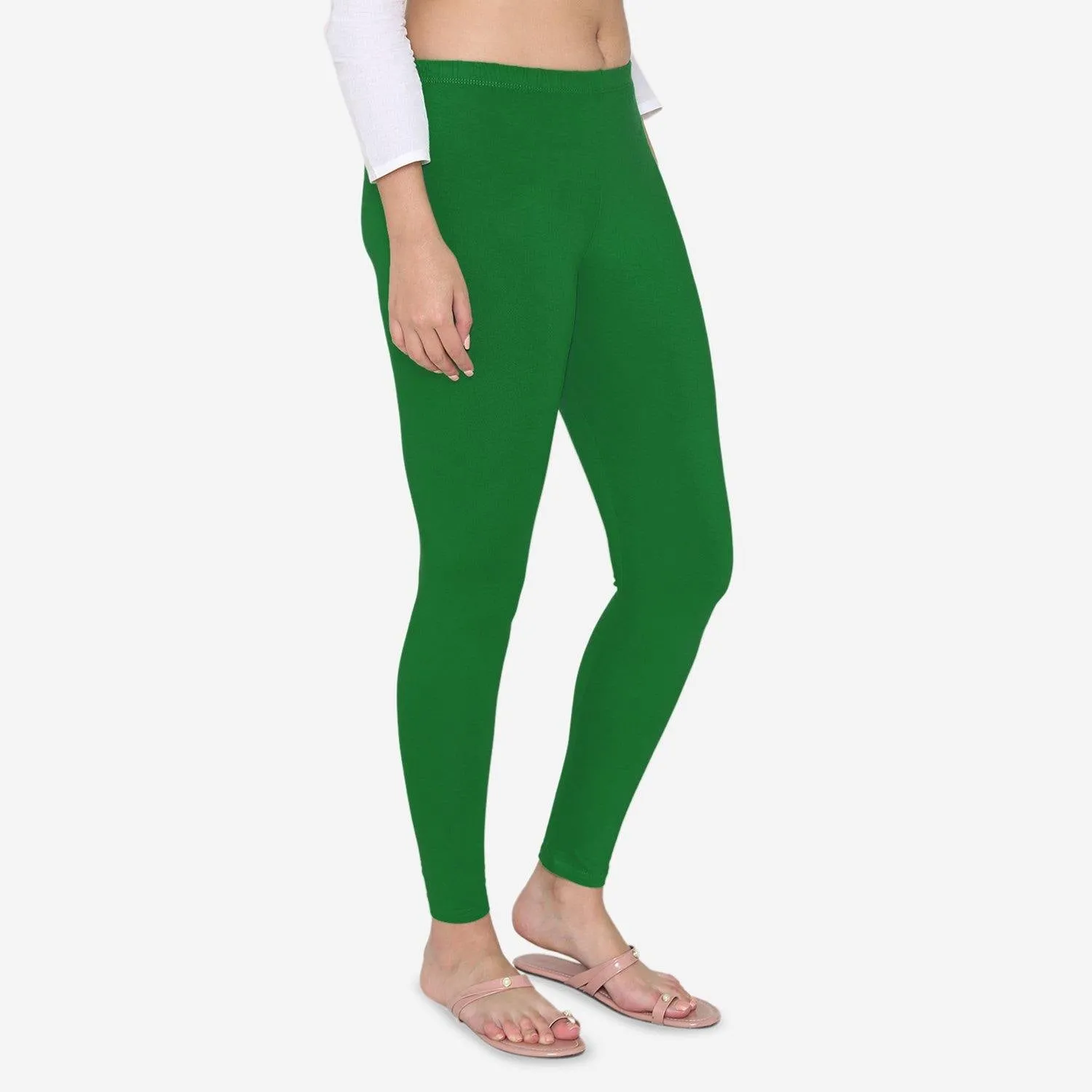 Women's Cotton Ankle leggings (Free Size) - Rich Green