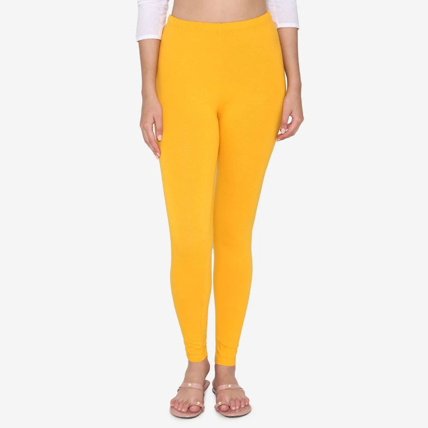 Women's Cotton Ankle leggings (Free Size) - Sun Flower