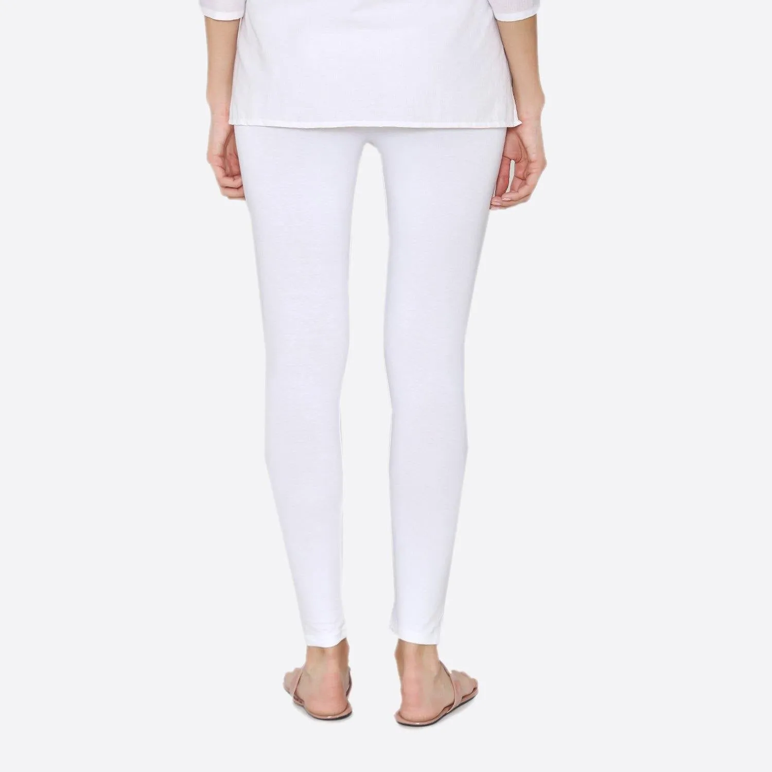 Women's Cotton Ankle leggings (Free Size) - White