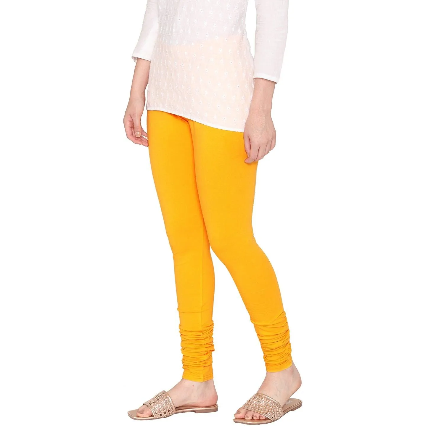 Women's Cotton Churidar Leggings (Free Size) - Marie Gold