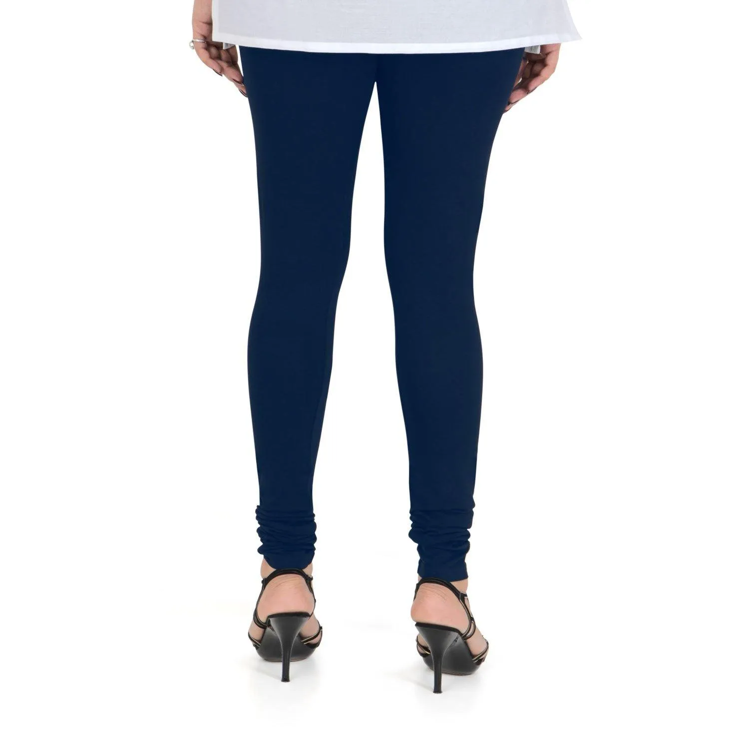 Women's Cotton Churidar Leggings (Free Size) - Navy