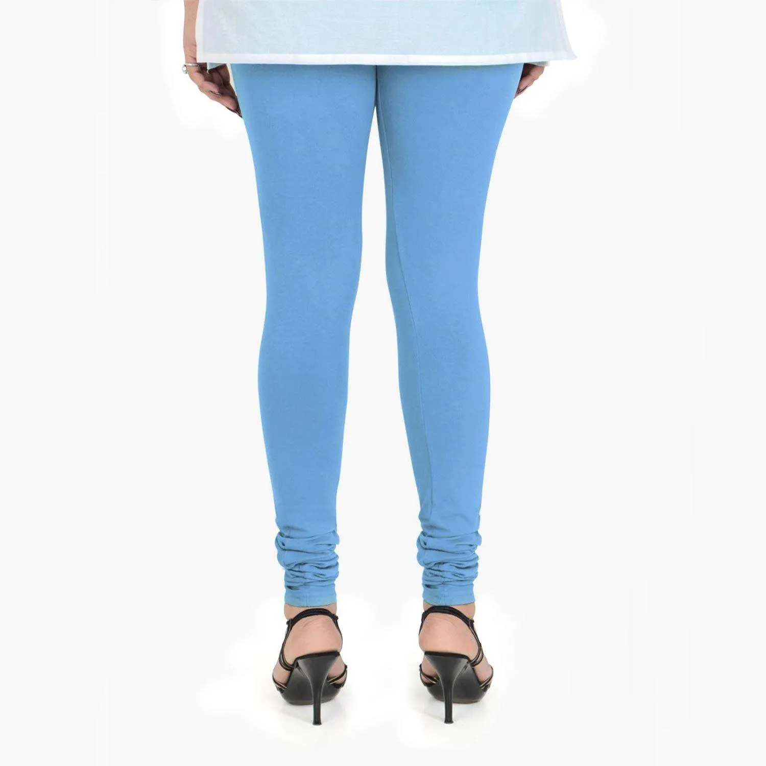 Women's Cotton Churidar Leggings (Free Size) - Ocean Blue