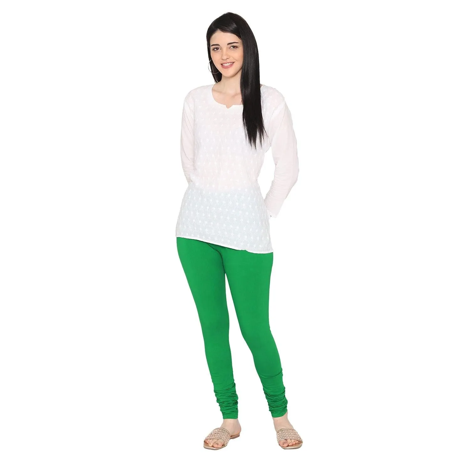 Women's Cotton Churidar leggings (Free Size) - Pepper Green