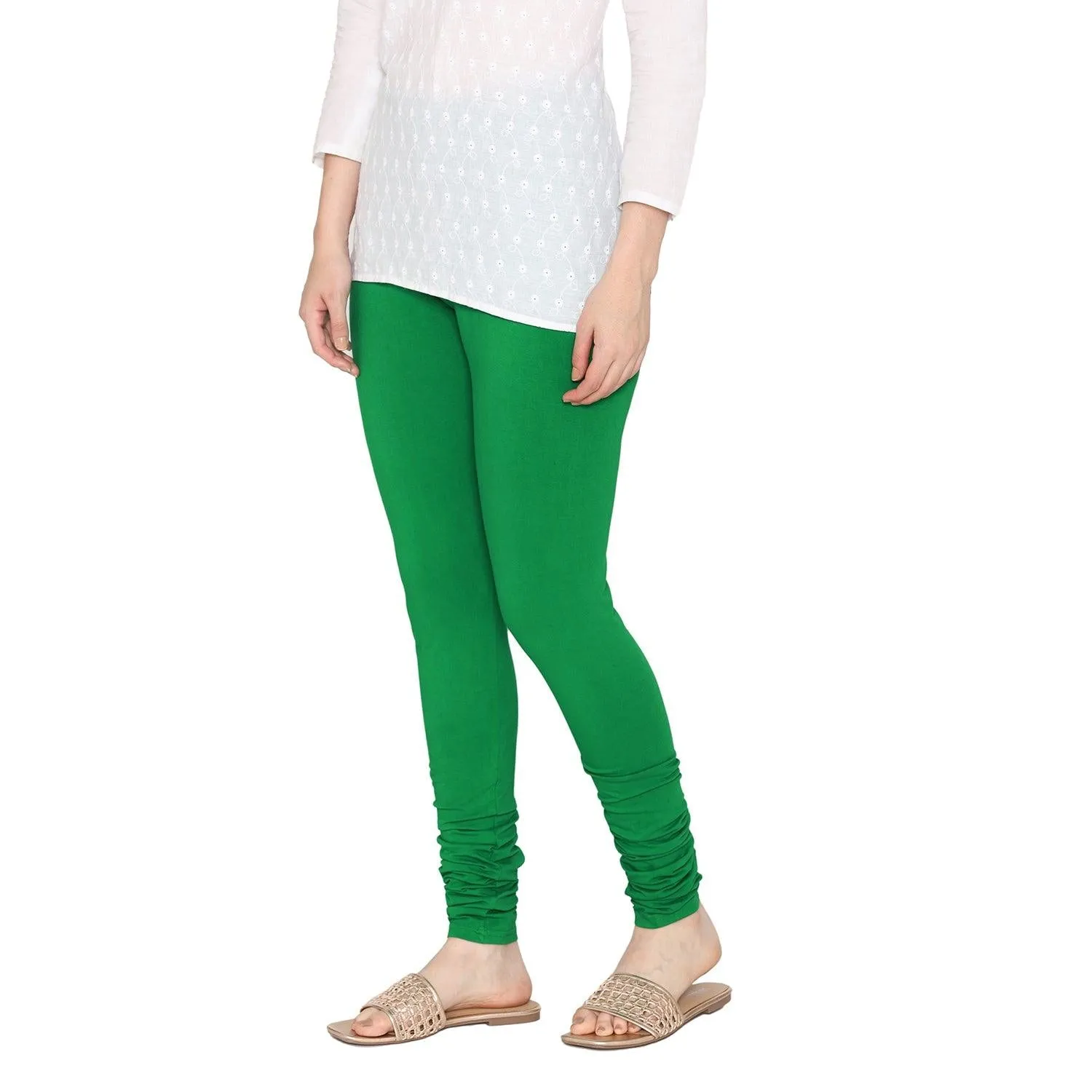 Women's Cotton Churidar leggings (Free Size) - Pepper Green