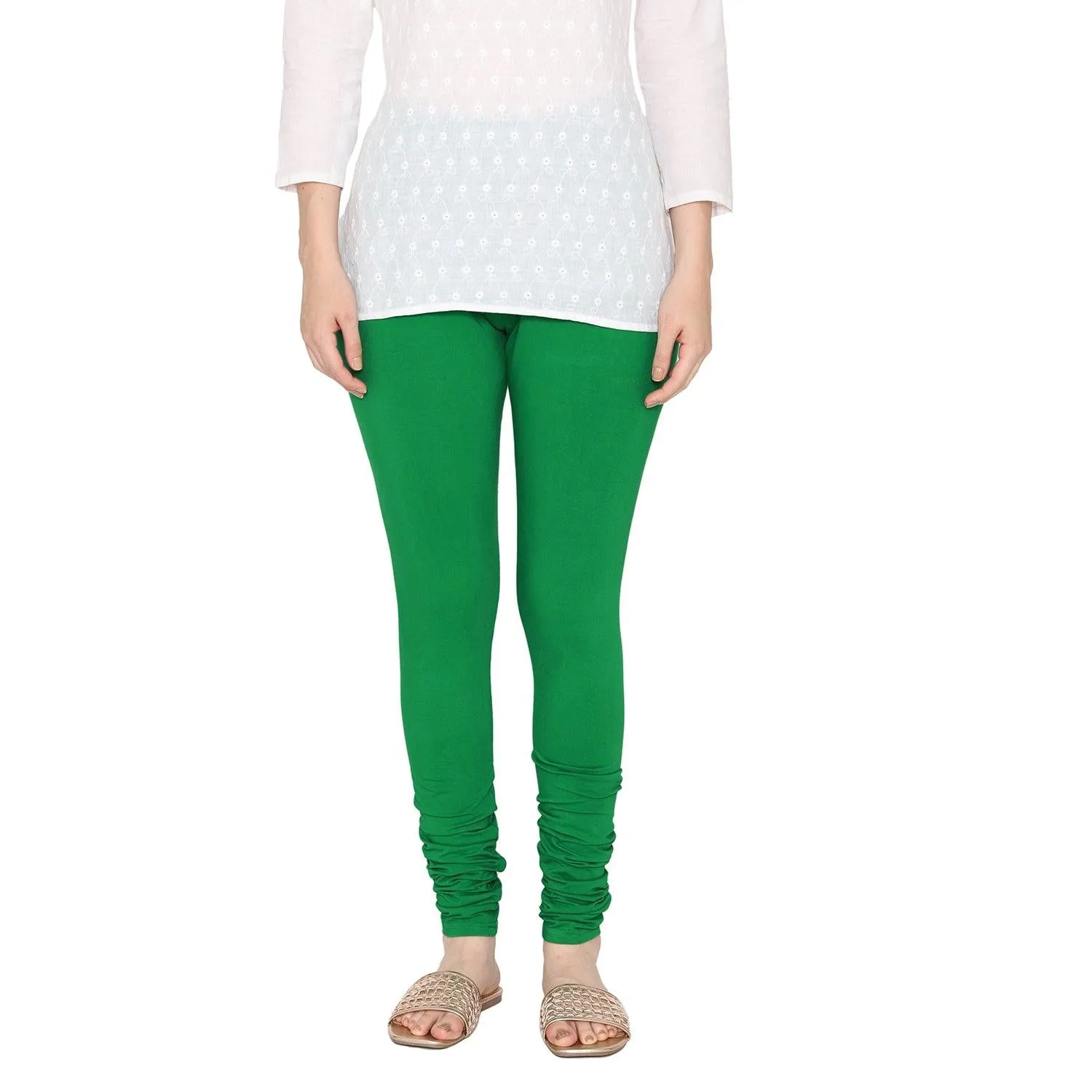 Women's Cotton Churidar leggings (Free Size) - Pepper Green