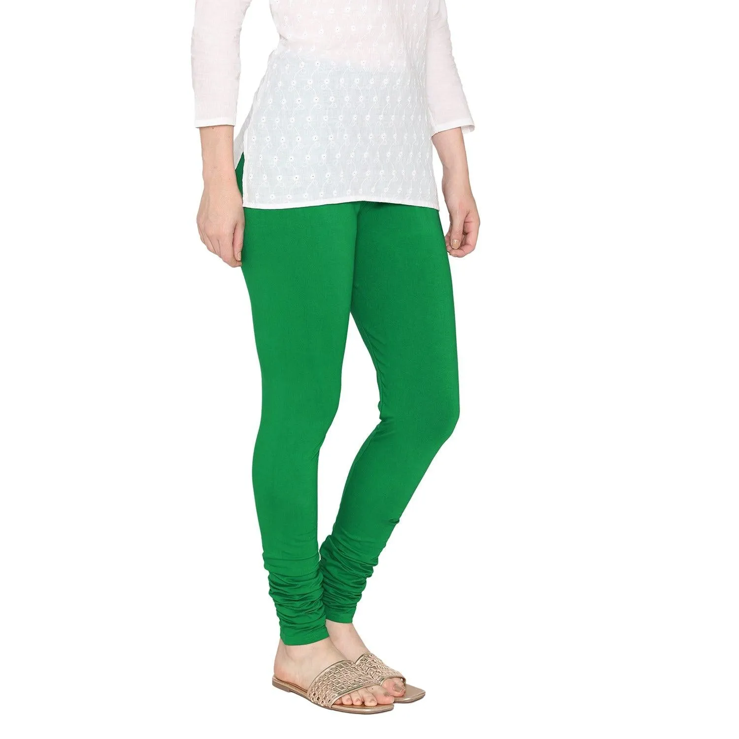 Women's Cotton Churidar leggings (Free Size) - Pepper Green